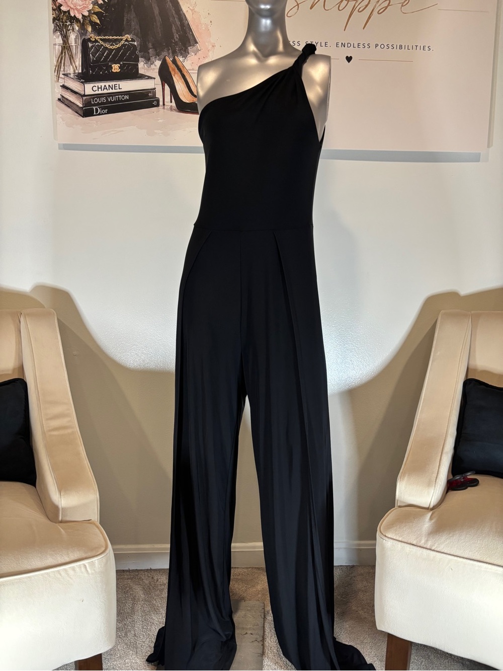 GoJane One-Shoulder Wide-Leg Jumpsuit - Black